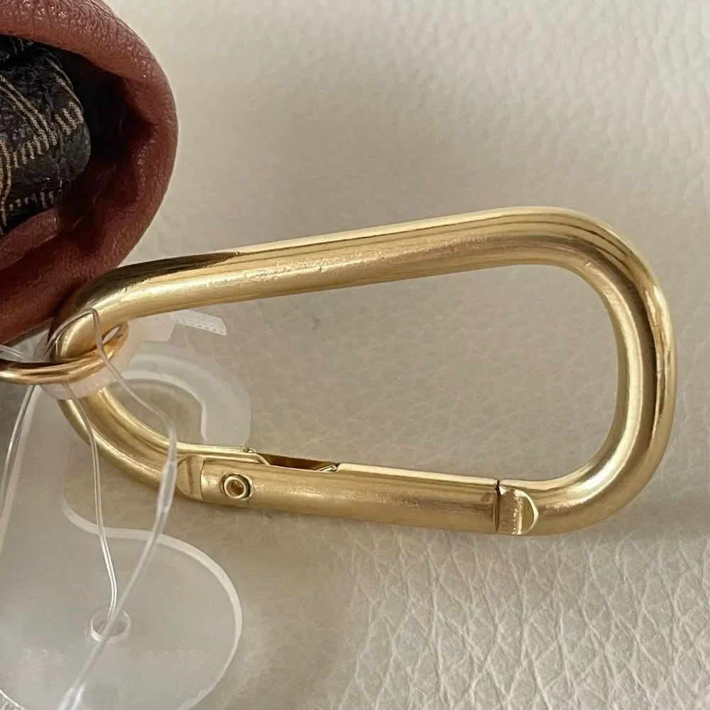 NWT Time & Tru earbuds airpods bag case Wallet with hanging Carabiner Gold Clip